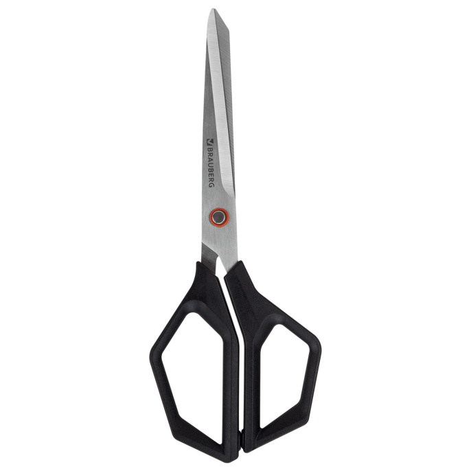 Ножницы BRAUBERG "Super black" 220 мм, черные, 3-сторонняя заточка, ручки из ABS-пластика, 238855