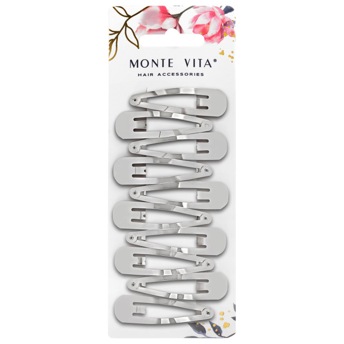 Шаш қыстырғыштары 10 дана, 5 см, клик, жылтыр, күміс, MONTE VITA (МОНТЕ ВИТА), 457079