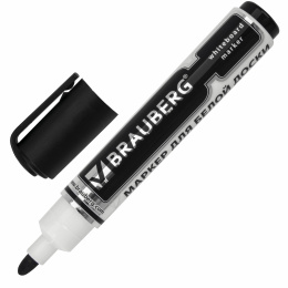 Ақ тақта үшін өшірілетін Маркер қара, BRAUBERG "Neo", қара, клипі бар, 5 мм, 150487