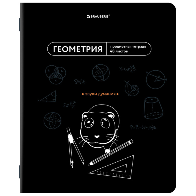 Тетрадь предметная МЕМЫ 48 л., TWIN-лак, ГЕОМЕТРИЯ, клетка, подсказки, BRAUBERG, 405101