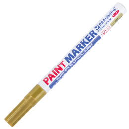 Маркер-лак бояуы (paint marker) 2 мм, алтын, НИТРО негізі, алюминий корпусы, BRAUBERG PROFESSIONAL PLUS, 151443