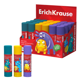 Клей-карандаш ErichKrause Лёгкое склеивание Весёлые друзья, 13г (в коробке-дисплее по 24 шт.)