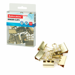 BRAUBERG EXTRA қағаз қыстырғыштары, 12 дана, 32 мм, 140 л, алтын, Еуро суспензия, 229587