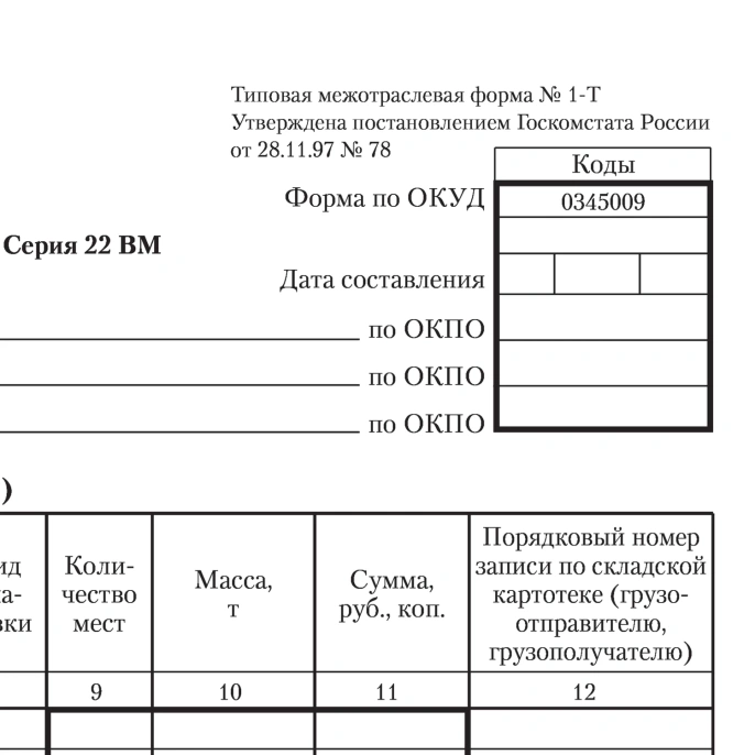 Бланк бухгалтерский, офсет, "Товарно-транспортная накладная", А4 (198х275 мм), СПАЙКА 100 шт., STAFF, 130135