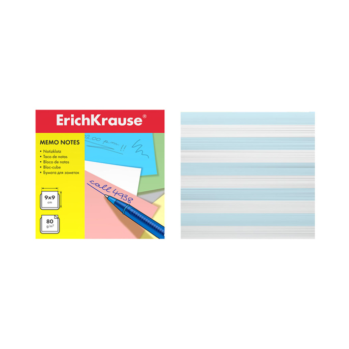 Бумага для заметок ErichKrause, 90x90x90 мм, 2 цвета: белый, голубой