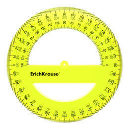 Транспортир пластиковый ErichKrause Неон, 360°/12см, ассорти (в коробке-дисплее по 20 шт)