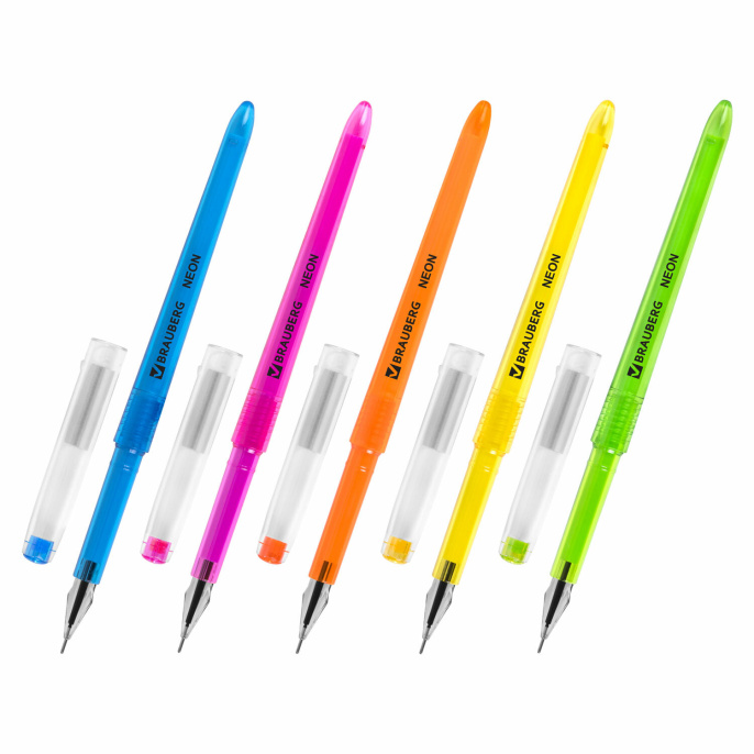 Ручка гелевая BRAUBERG DIAMOND NEON, ЧЕРНАЯ, корпус ассорти, игольчатый узел 0,5 мм, линия письма 0,25 мм, 144132