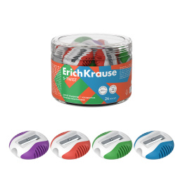 Точилка пластиковая ErichKrause ассорти (в тубусе по 24 шт)
