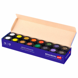 Гуашь art BRAUBERG ART CLASSIC, 22 мл банкадағы 16 түсті жиынтық, 191584