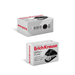 Мини-степлер №24/6, 26/6  ErichKrause Компакт Классика до 20 листов, черный (в коробке по 1 шт.)