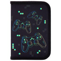 Пенал BRAUBERG с наполнением, 1 отделение, 1 откидная планка, 24 предмета, 21х14 см, "Pixel gamepad", 274619