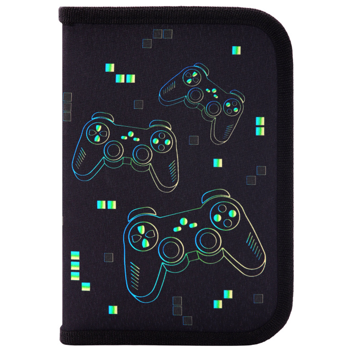 Пенал BRAUBERG с наполнением, 1 отделение, 1 откидная планка, 24 предмета, 21х14 см, "Pixel gamepad", 274619