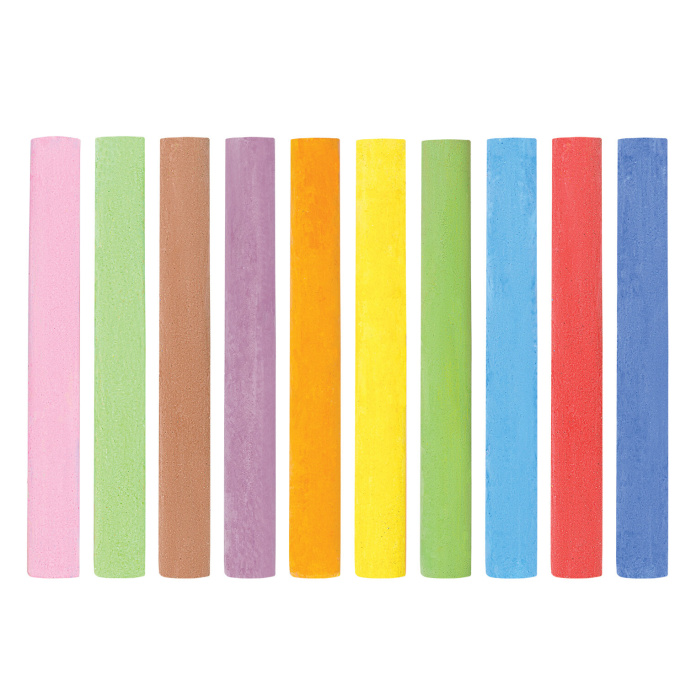 Мел цветной круглый мягкий 100 штук, 10 цветов, BRAUBERG, картонная упаковка, 272769