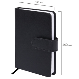 Скетчбук, белая бумага 140 г/м2 90х140 мм, 80 л., КОЖЗАМ, застежка, BRAUBERG ART CLASSIC, черный, 116459