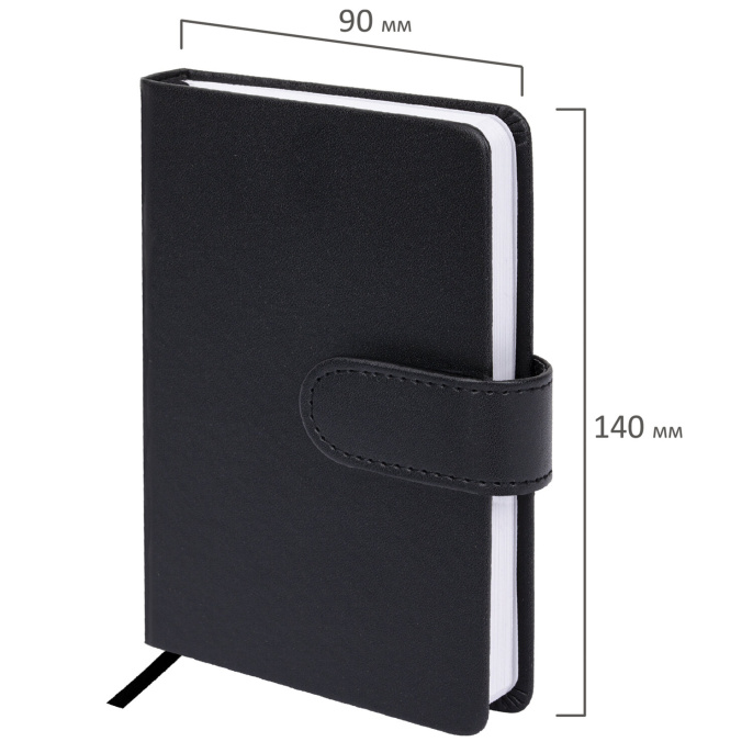 Скетчбук, белая бумага 140 г/м2 90х140 мм, 80 л., КОЖЗАМ, застежка, BRAUBERG ART CLASSIC, черный, 116459