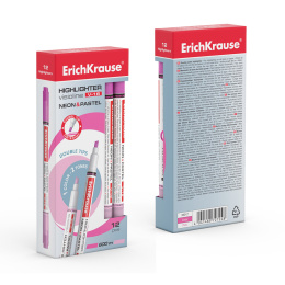 Двухсторонний маркер для выделения текста ErichKrause VisioLine® V-16 Неон и пастель, цвет чернил розовый (в коробке по 12 шт.)