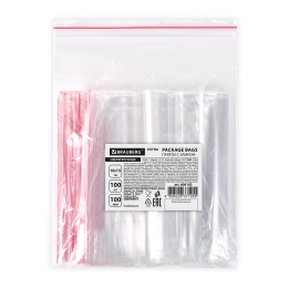 Zip LOCK "ziplock" пакеттері өте берік, 100 дана, 100х150 мм, ПВД, 100 мкм, BRAUBERG EXTRA, 608182 жиынтығы