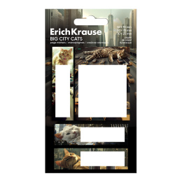 Клейкие закладки бумажные ErichKrause Коты большого города, 70X52 мм, 20X70 мм, 70X20 мм, 80 листов