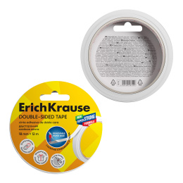 Двусторонняя клейкая лента ErichKrause 18ммх12м, прозрачный (в пленке по 1 шт.)