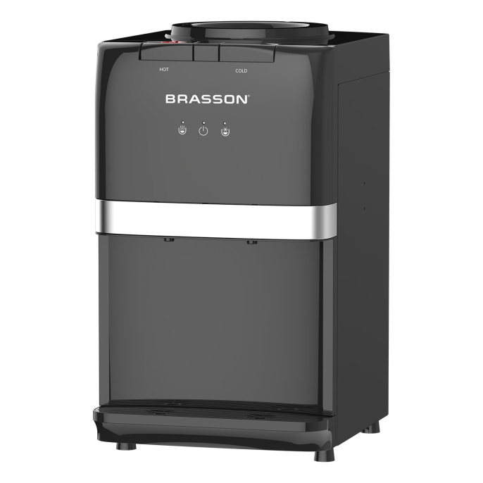 Кулер для воды BRASSON (БРАССОН) TSC-03, настольный, НАГРЕВ/ОХЛАЖДЕНИЕ КОМПРЕССОРНОЕ, 2 крана, черный, 455428