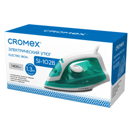 Утюг паровой CROMEX SI-102B, 1400Вт, антипригарное покрытие, паровой удар, самоочистка, компактный, зеленый/белый, 458313