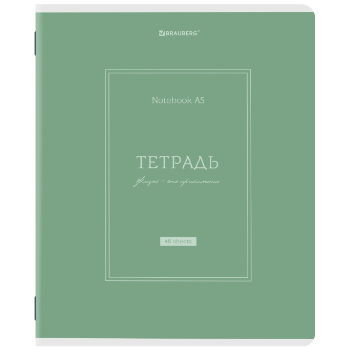 Тетради ДЭК А5 48 л. КОМПЛЕКТ 5 шт. BRAUBERG скоба, клетка, матовая ламинация, CLASSIC, 404920