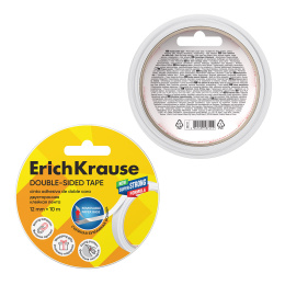 Двусторонняя клейкая лента ErichKrause 12ммх10м, прозрачный (в коробке-дисплее по 24 шт.)