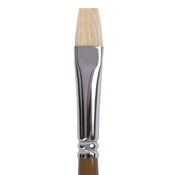 Кисть художественная профессиональная BRAUBERG ART CLASSIC, щетина, плоская, № 10, длинная ручка