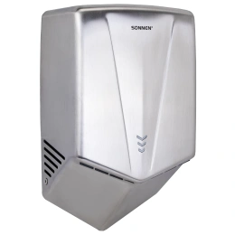 Сушилка для рук ВЫСОКОСКОРОСТНАЯ АНТИВАНДАЛЬНАЯ SONNEN K2022A, 1300 Вт, 150 м/с, IPX1, 72 дБ, нержавеющая сталь, 607191
