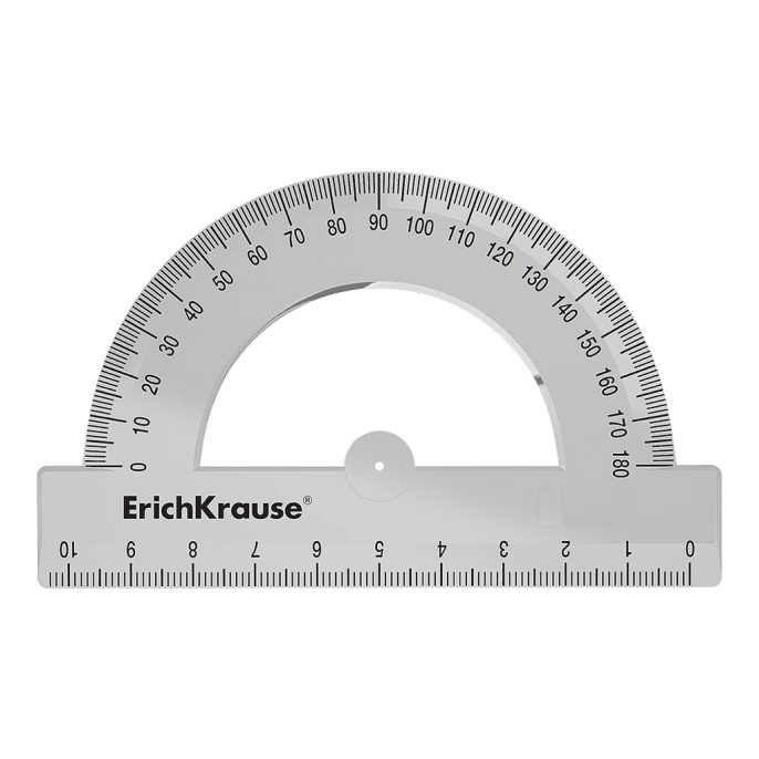 Транспортир пластиковый ErichKrause Прозрачность, 180°/10см, прозрачный (в коробке-дисплее по 20 шт)