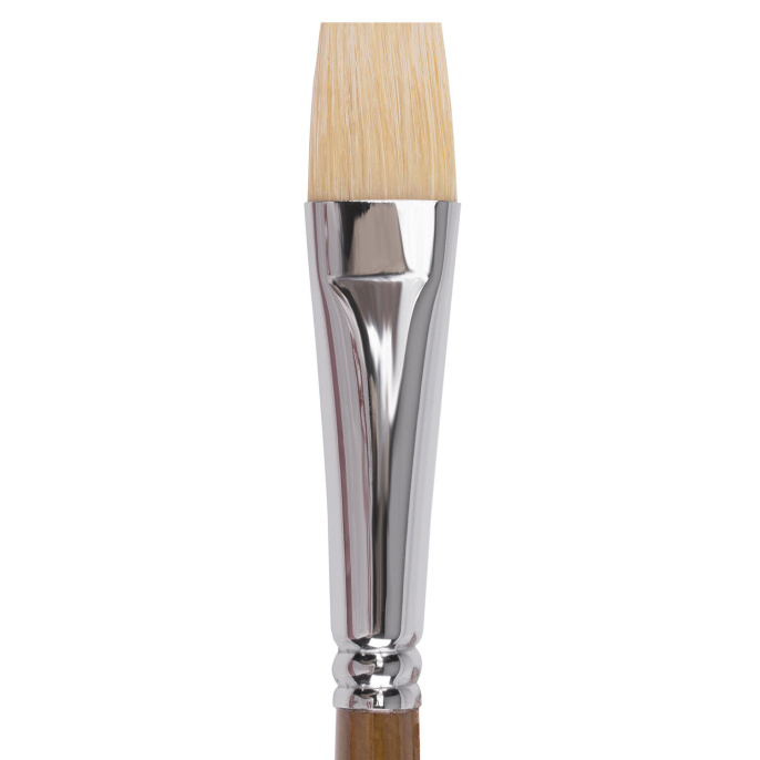 Кисть художественная профессиональная BRAUBERG ART CLASSIC, щетина, плоская, № 20, длинная ручка