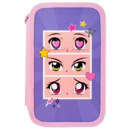 Пенал ПИФАГОР, 3 отделения, ламинированный картон, 19х11 см, "Anime eyes", 272251