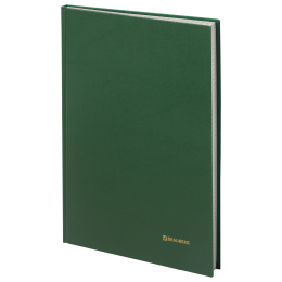 Книга учета 96 л., клетка, твердая, бумвинил, блок офсет, А4 200х290 мм, BRAUBERG, зеленая, 130222