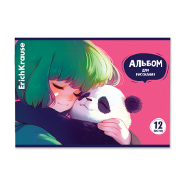 Альбом для рисования на скобе ErichKrause Объятия панды, А4, 12 листов_МИКС