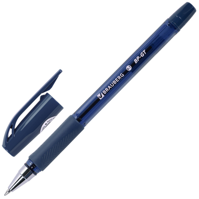 Ручка шариковая BRAUBERG BP-GT VIVID, СИНЯЯ, корпус ассорти, пишущий узел 0,7 мм, линия письма 0,35 мм, 144502