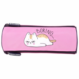 Пенал BRAUBERG, 3 отделения, нейлон, 21х7х7 см, "Lazy cat", 272306