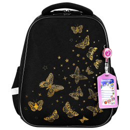 Ранец BRAUBERG FIT, 2 отделения, "Golden butterflies", 38х27х14 см, 274383