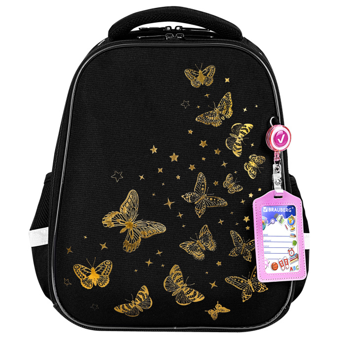 Ранец BRAUBERG FIT, 2 отделения, "Golden butterflies", 38х27х14 см, 274383