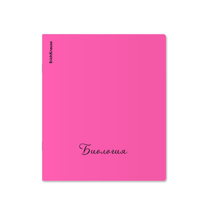 Тетрадь общая ученическая с пласт. обл. на скобе ErichKrause Неон, текстура песок, ассорти, Биология, 48 л., клетка