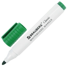Ақ тақта үшін өшірілетін Маркер жасыл, BRAUBERG "CLASSIC", 3 мм, клипі бар, 152116
