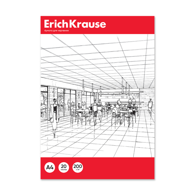 ErichKrause картон қалтасындағы сызу қағазы, A4, 20 парақ, жақтаусыз