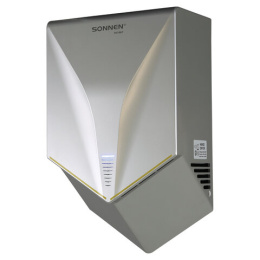 Сушилка для рук ВЫСОКОСКОРОСТНАЯ SONNEN HSD-A1011, 1000 Вт, 90м/с, IPX4, пластик, серебристая, 701867
