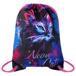 Мешок для обуви BRAUBERG PREMIUM, карман, подкладка, светоотражайка, 43х33 см, "Neon cat", 271621
