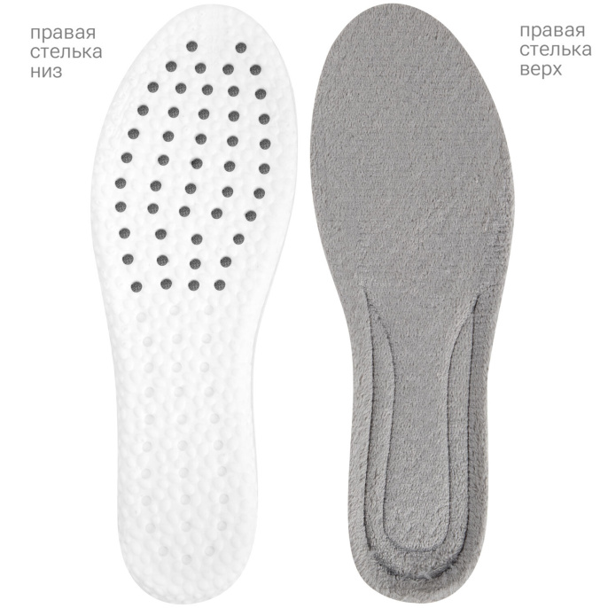 Стельки для обуви ЗИМНИЕ УТЕПЛЕННЫЕ, материал PU PRO, размер RU 34-39 / EU 35-40, с линиями выреза, SHEGRA (ШЕГРА), 700759