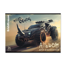 Альбом для рисования на скобе ErichKrause Дорожный зверь, А4, 24 листа_МИКС
