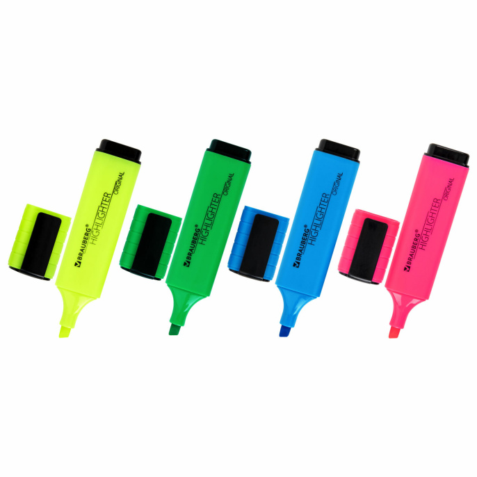 4 түсті Мәтін бөлгіштер жиынтығы, BRAUBERG "ORIGINAL NEON", 1-5 мм жазу сызығы, 152215