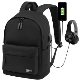 Heikki ACTIVE рюкзактары (ХЕЙКИ) әмбебап, ноутбук бөлімі, USB порты, қара, 44х31х14 см, 272560