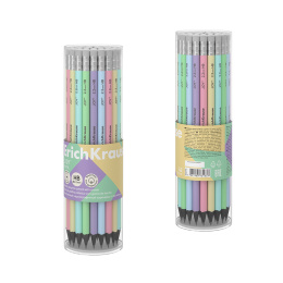 Чернографитный карандаш пластиковый ErichKrause JOY® Пастель, круглый, с ластиком, ТМ (в тубусе по 42 шт.)