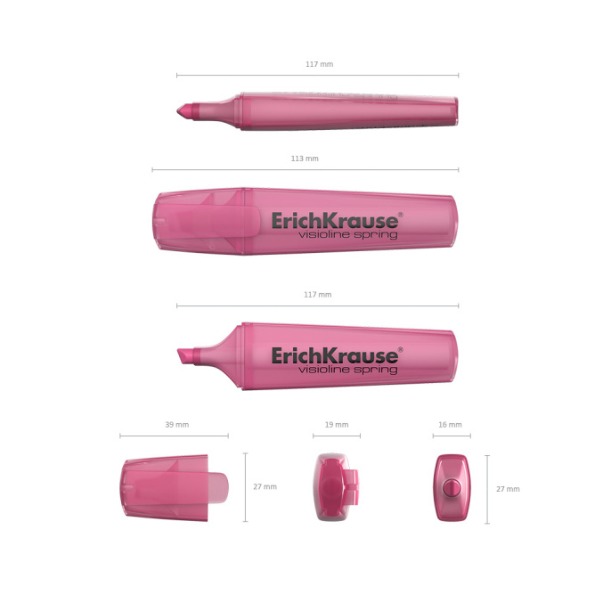 Маркер для выделения текста ErichKrause VisioLine® V-12 Весна, цвет чернил розовый (в коробке-дисплее по 10 шт.)
