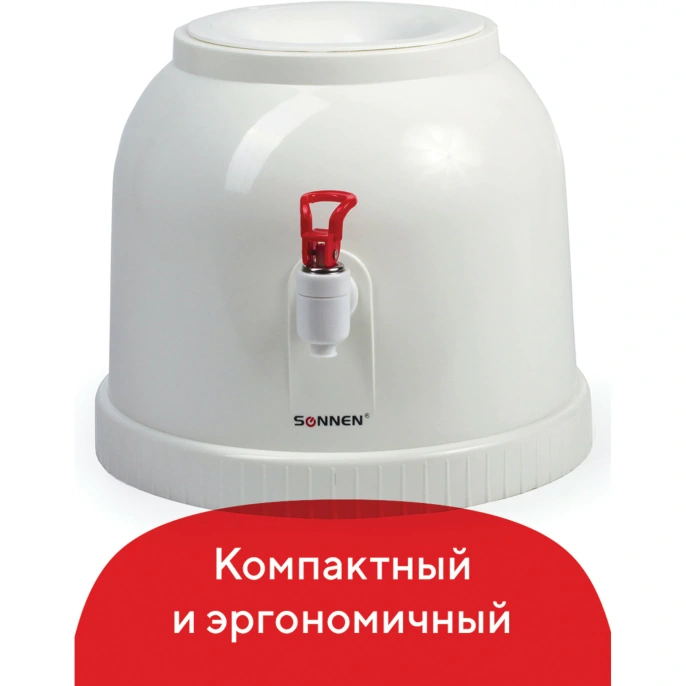 Кулер водораздатчик БЕЗ НАГРЕВА И ОХЛАЖДЕНИЯ, SONNEN TS-01, настольный, 1 кран, белый, 452417